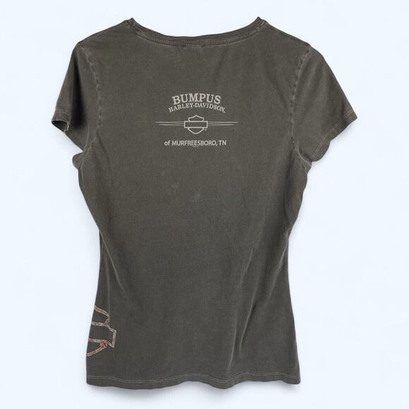 Harley Davidson Flying Wheel Graphic Tee Women's size Large Bumpus Murfreesboro - Picture 2 of 5